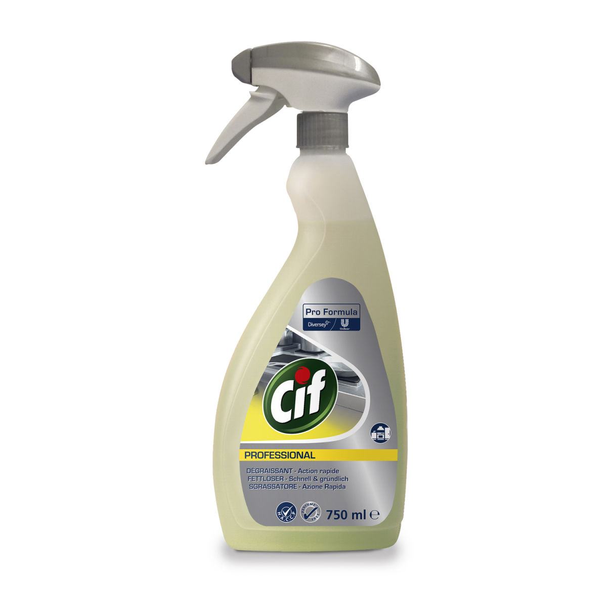 Diversey Cif Professional Fettlöser, Fettlöser und Küchenreiniger 0.75 l; gelb; 6 Stück / Pack