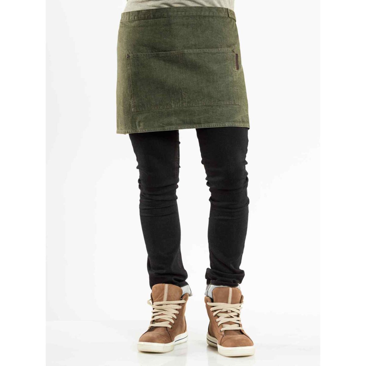 Chaud Devant Bistroschürze Base Green Denim W80 – L40 40x80 cm (LxB); grün