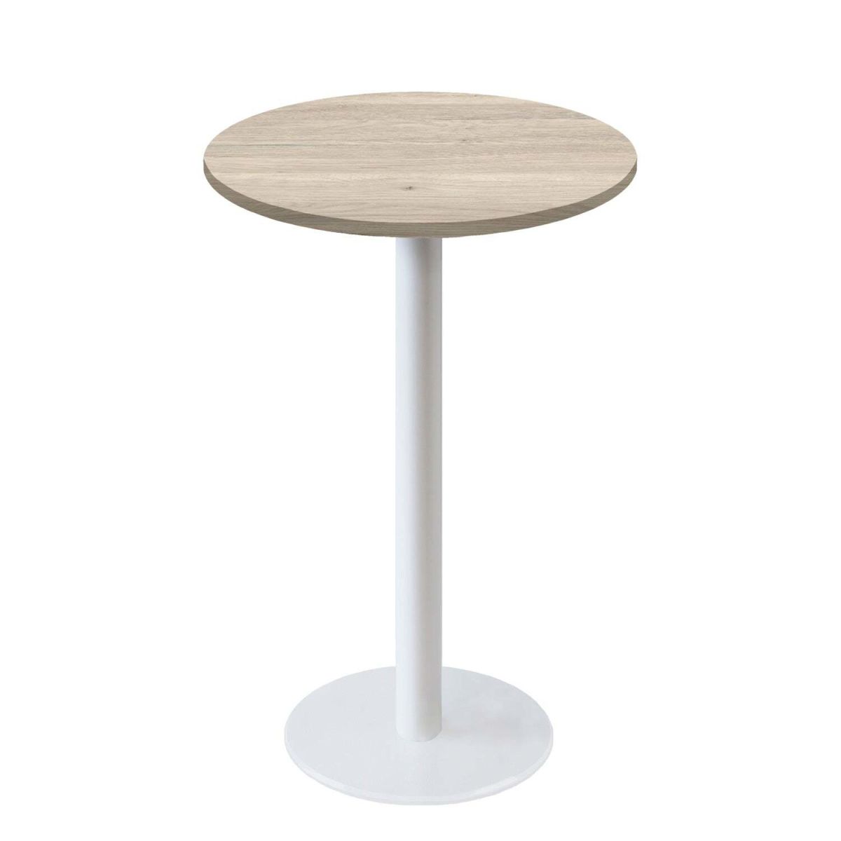 Tavolo alto Roma rotondo base bianco - laminato legno & pietra RestooTab; 113x60 cm (HxØ); betulla/grigio chiaro; rotonda