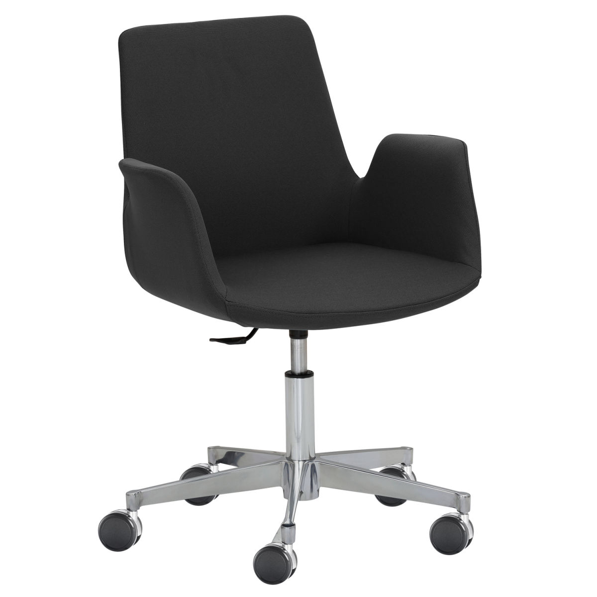Mayer Sitzmöbel Sessel 2010, Polyester-Stoff, mit Armlehnen, drehbar 65x65x82 cm (BxTxH); Sitz schwarz, Gestell silber