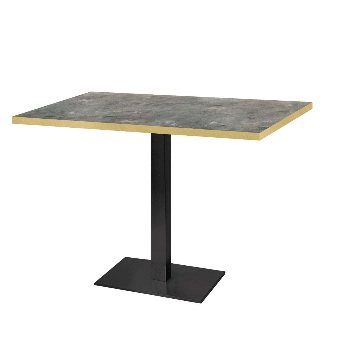 RestooTab Tisch Milan rechteckig - Kanten messingfarben 120x70x75 cm (LxBxH); Platte graublau/messing, Gestell schwarz; rechteckig