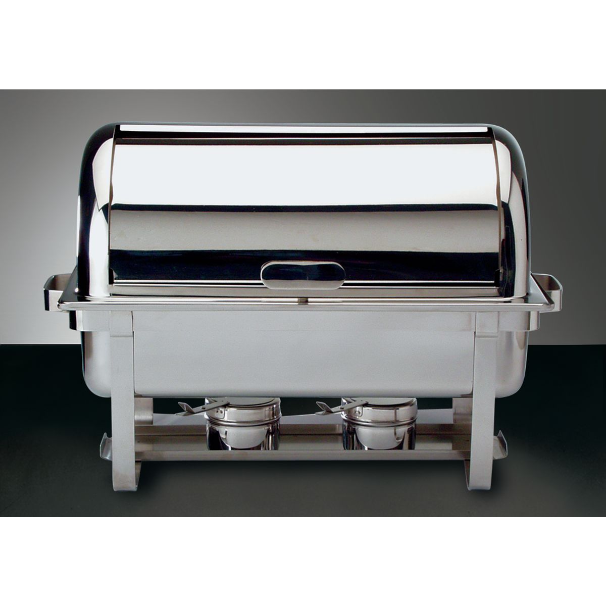 APS Chafing Dish MAESTRO, mit Rolltopdeckel, 2 Brennpastenbehälter; GN 1/1, 9000 ml, 60.5x35x40.5 cm (BxTxH); silber; rechteckig