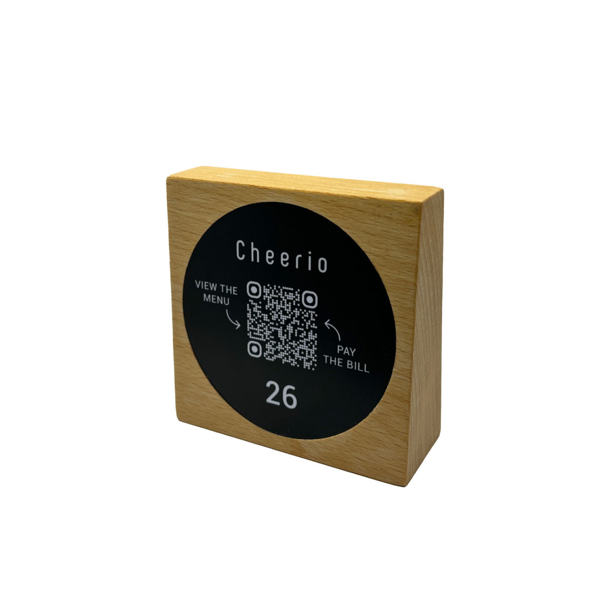 PRODUCTMATE Tischaufsteller stehend mit QR-Code Aufkleber matt 11x11 cm (BxH); buche/braun; 25 Stück / Pack