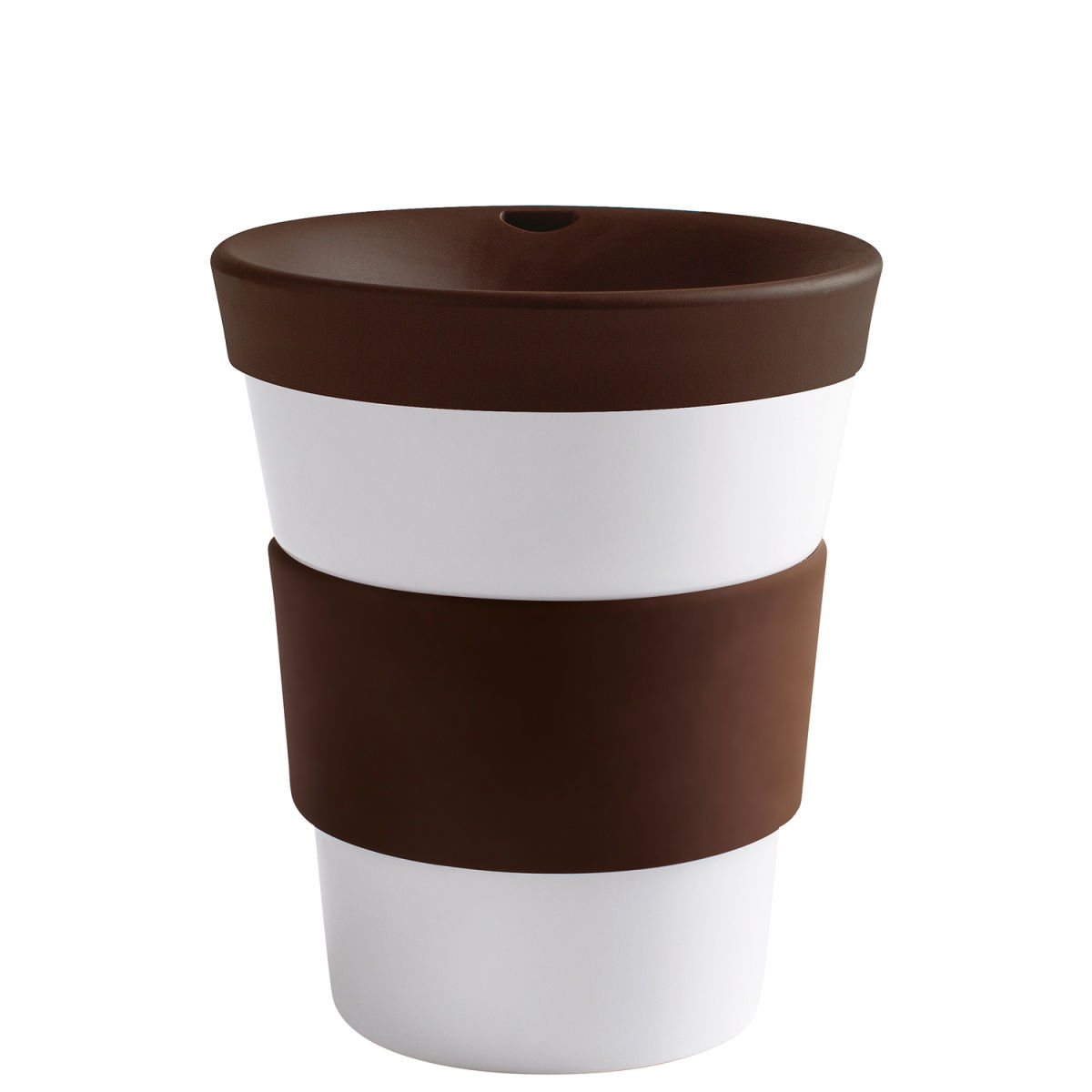 Kahla Becher + Trinkdeckel + Banderole cupit 420 ml, 11.4 cm (H); cocabraun; rund