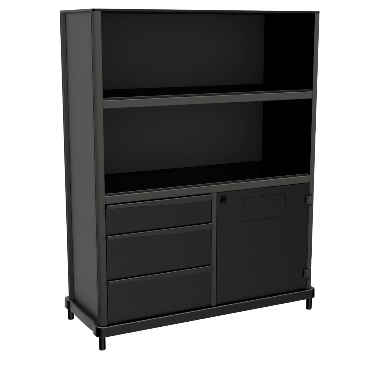 QUATRO Outdoor - Sideboard mit Schubladen, verschließbarer Tür und Wäscheklappe 139x57x174 cm (BxTxH); schwarz