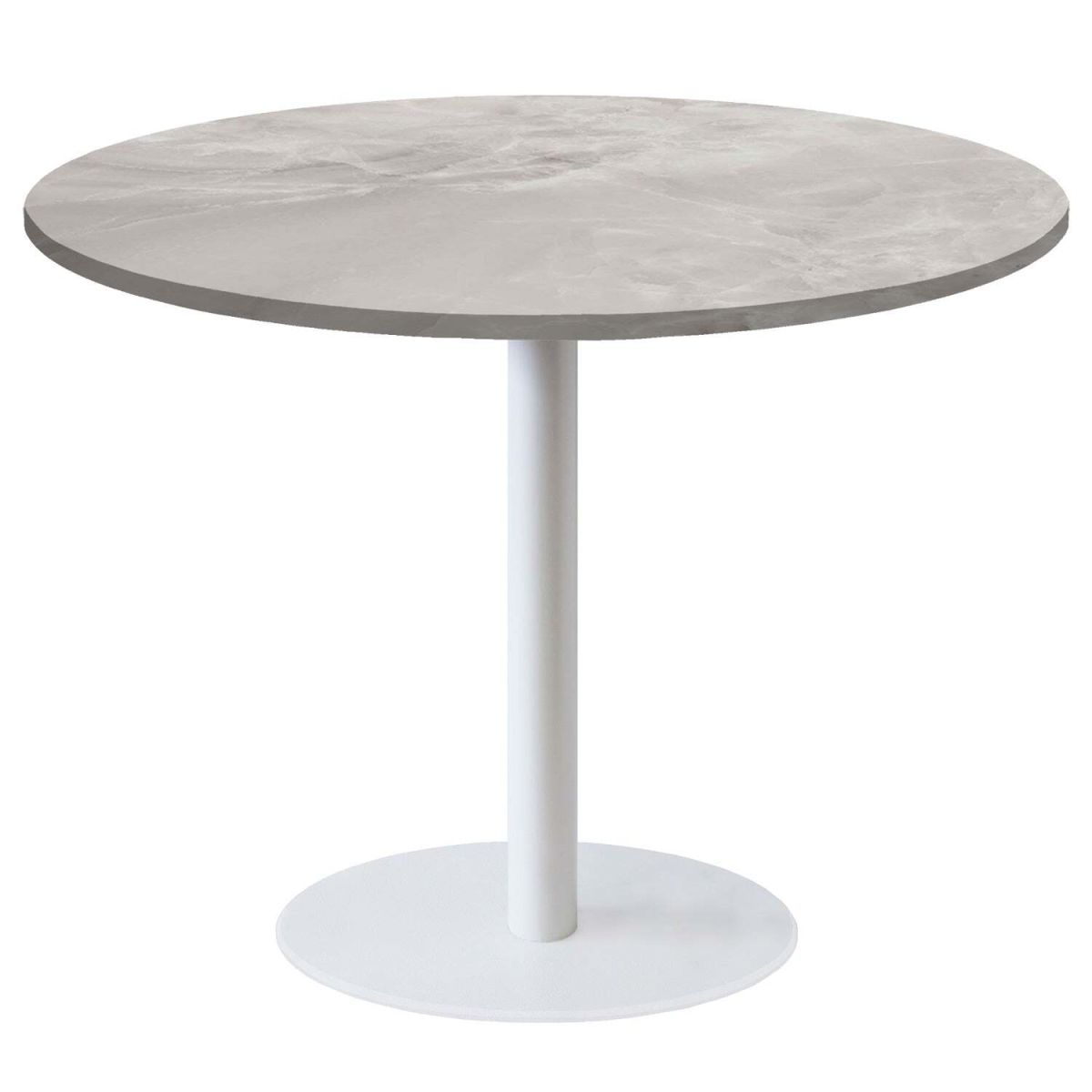 Tavolo Roma XL rotondo base bianco - laminato legno & pietra RestooTab; 75x120 cm (HxØ); beige/grigio/marmorizzato; rotonda