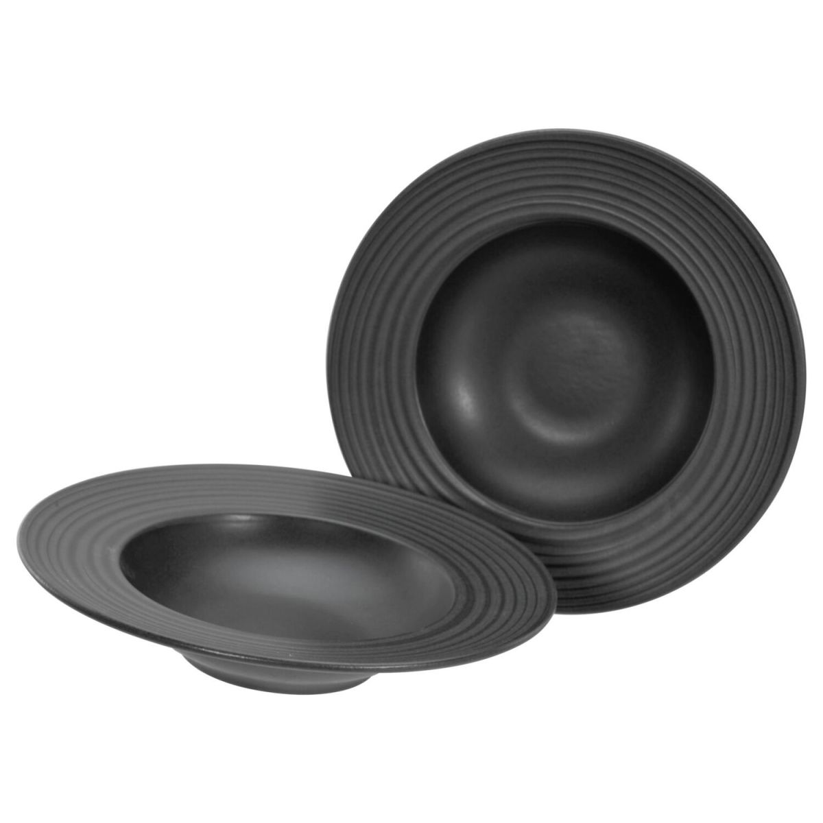 CreaTable Lava Stone black - Pasta Gourmetteller 2er Set 460 ml, 27x5.5 cm (ØxH); schwarz; rund; 2 Stück / Pack