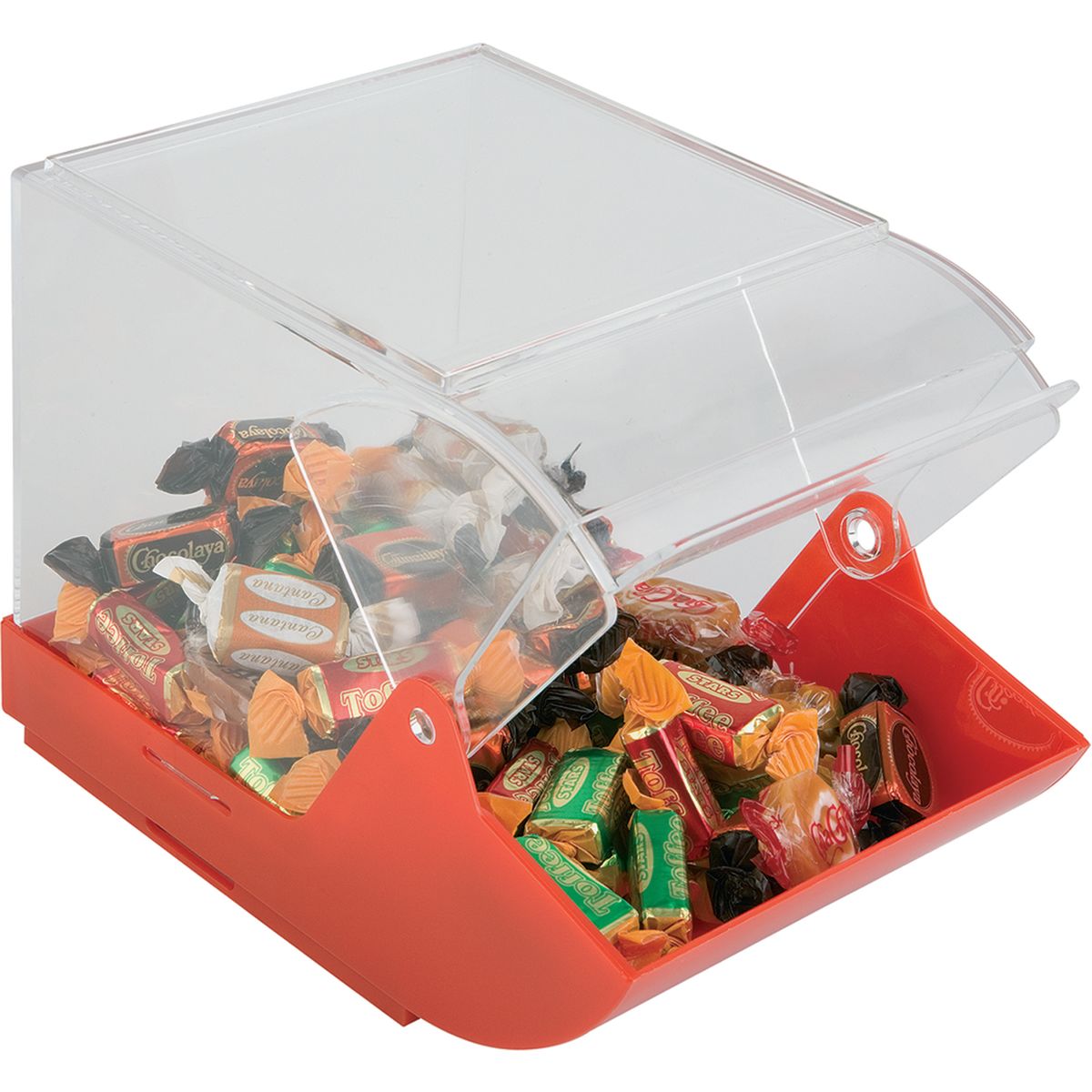 APS Universalbox, mit Öffnungsklappe; 23x14x15.5 cm (LxBxH); transparent/rot