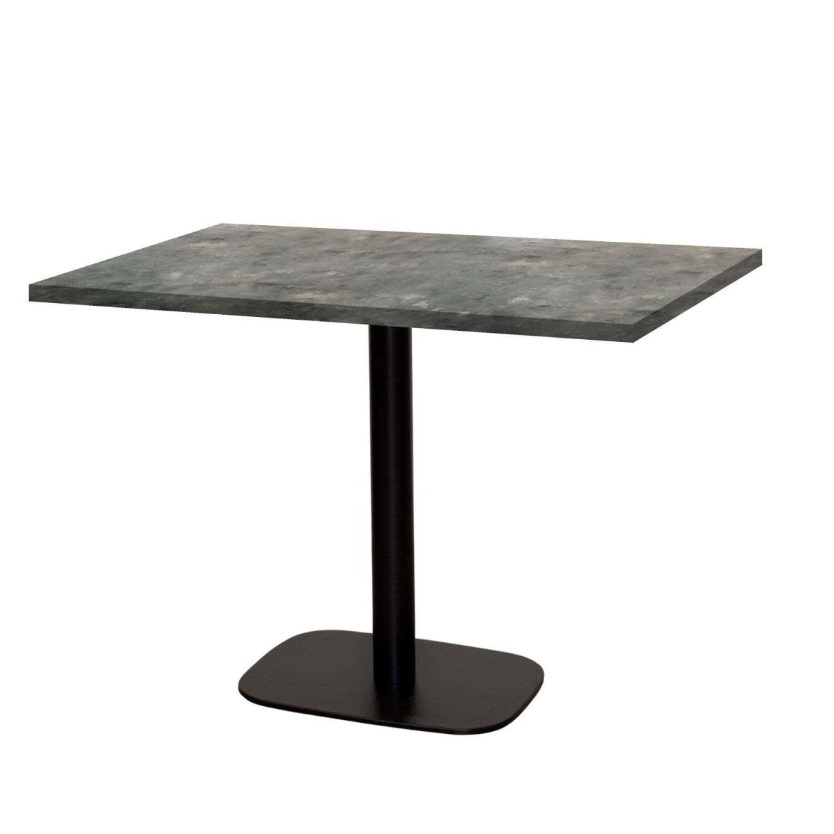 RestooTab Tisch Round rechteckig - Dekor Stein & Holz 120x70x75 cm (LxBxH); Platte graublau, Gestell schwarz; rechteckig