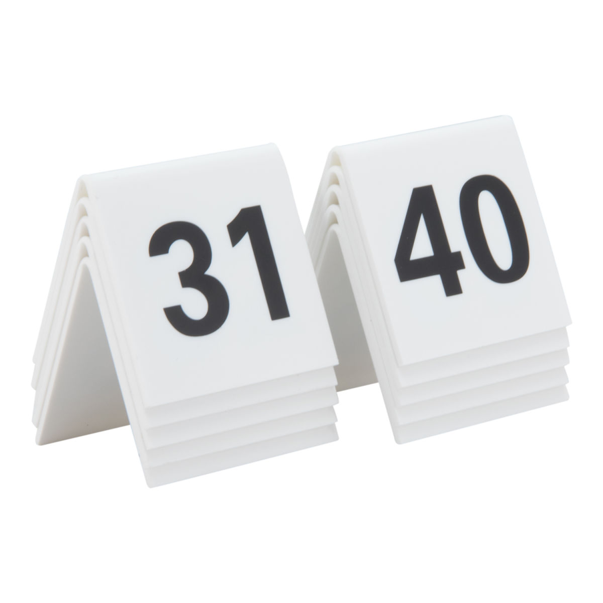 Set di 10 Numeri da tavolo da 31 a 40 - Acrilico bianco con numeri neri Securit; 5x5 cm (LxH); bianco