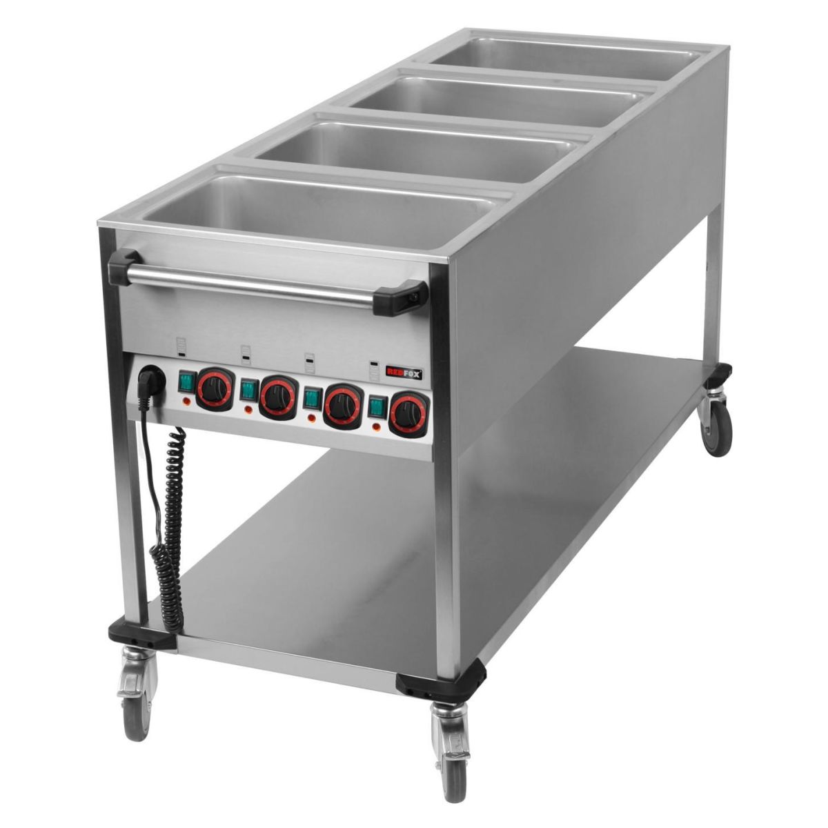 A&S Polarny Bain-Marie-Wagen-Fahrbar 2x GN 1/1 170x90x65 cm (BxHxT); edelstahl