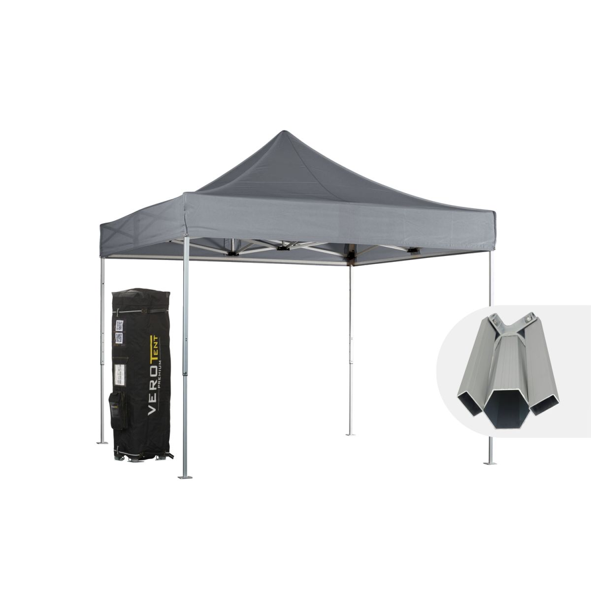 VeroTENT VeroTENT Faltpavillon 3x3m Budget50 mit Dach 300x300x330 cm (LxBxH); grau
