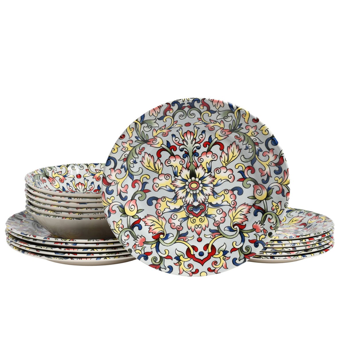 Arabesque WL - Set di piatti da 18 pezzi CreaTable; multicolore