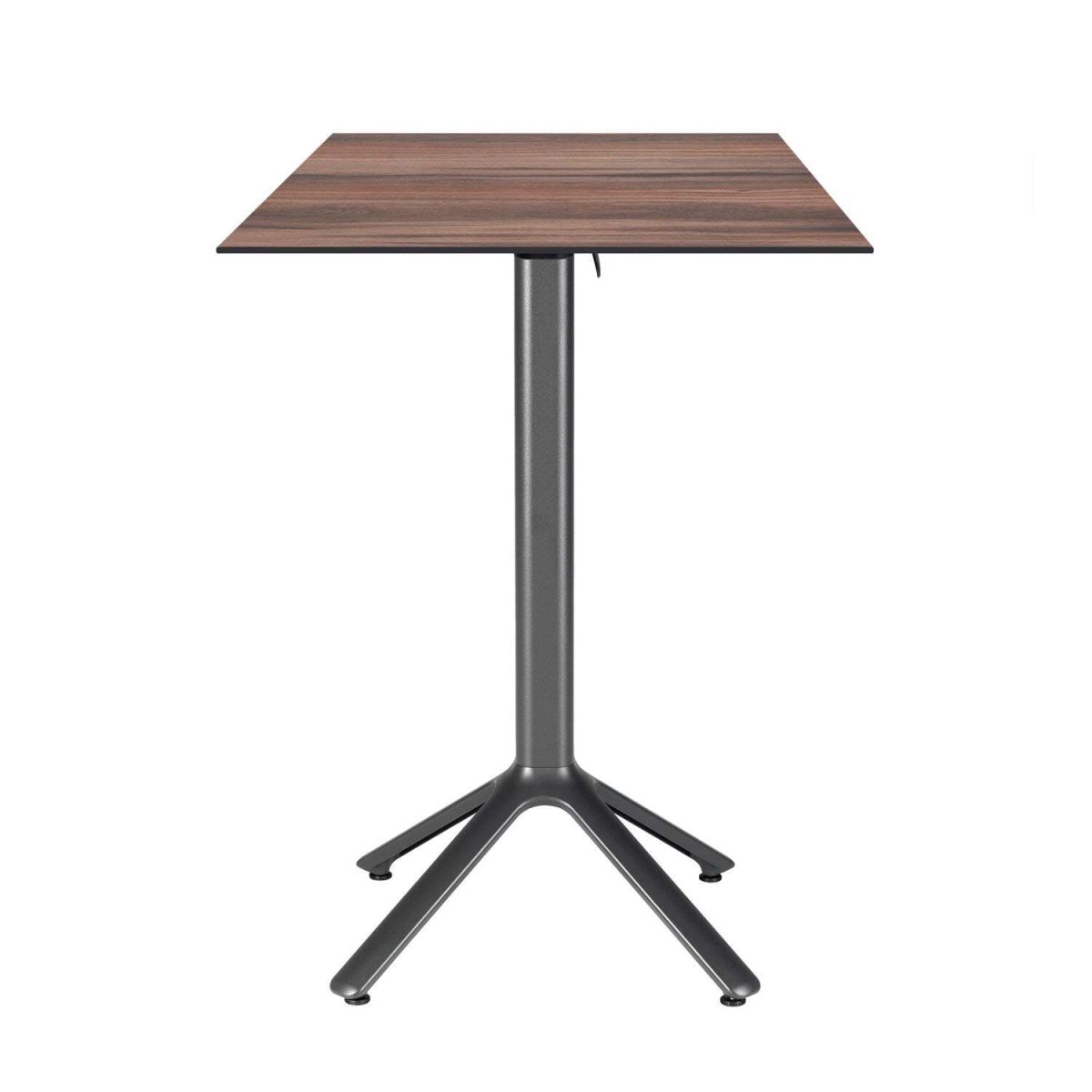 Tavolo alto pieghevole Nemo da esterno 60x60 RestooTab; 60x60x110 cm (LxLxH); Piano tavolo quercia fumè, struttura grigio scuro; quadrata