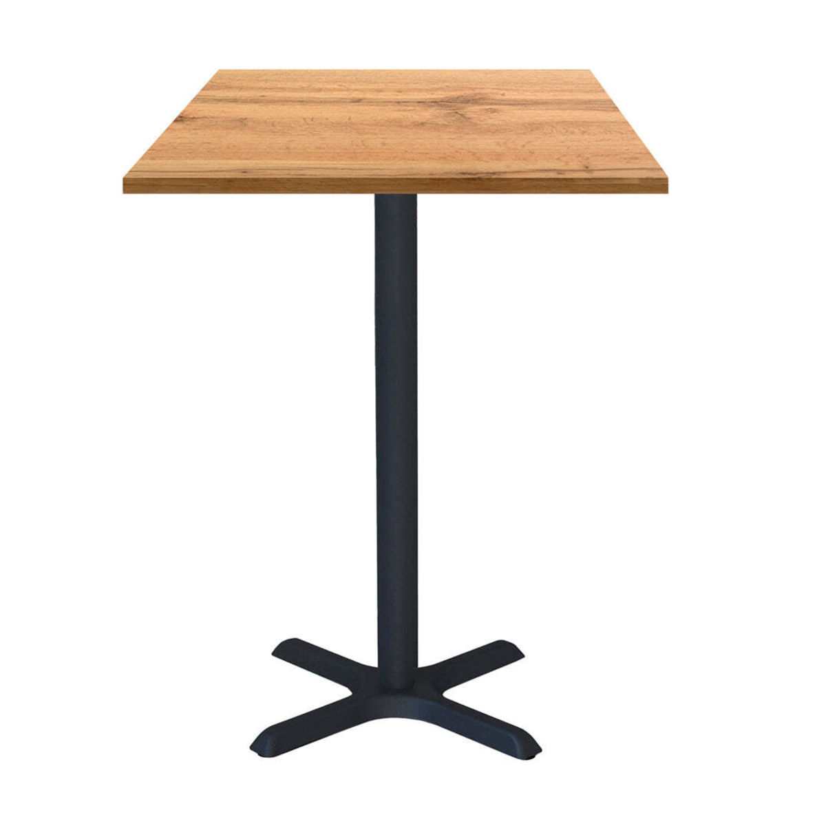 RestooTab Stehtisch Dina quadratisch - Dekor Holz & Uni 60x60x112 cm (LxBxH); Platte eiche, Gestell schwarz; quadratisch