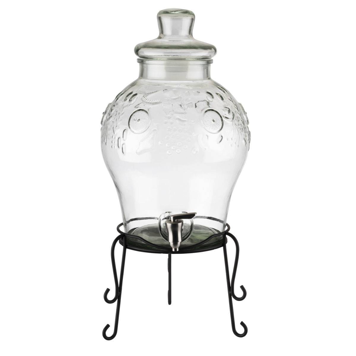 APS Getränkespender FRUITS, Glas Metall 10.5 l, 25x25x25x58 cm (LxBxØxH); schwarz/transparent