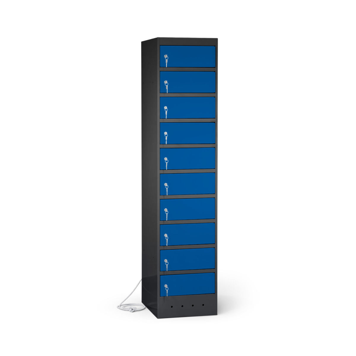rotstahl Laptopschrank 10 Fächer mit anthrazitgrauem Korpus 40x180 cm (BxH); dunkelblau