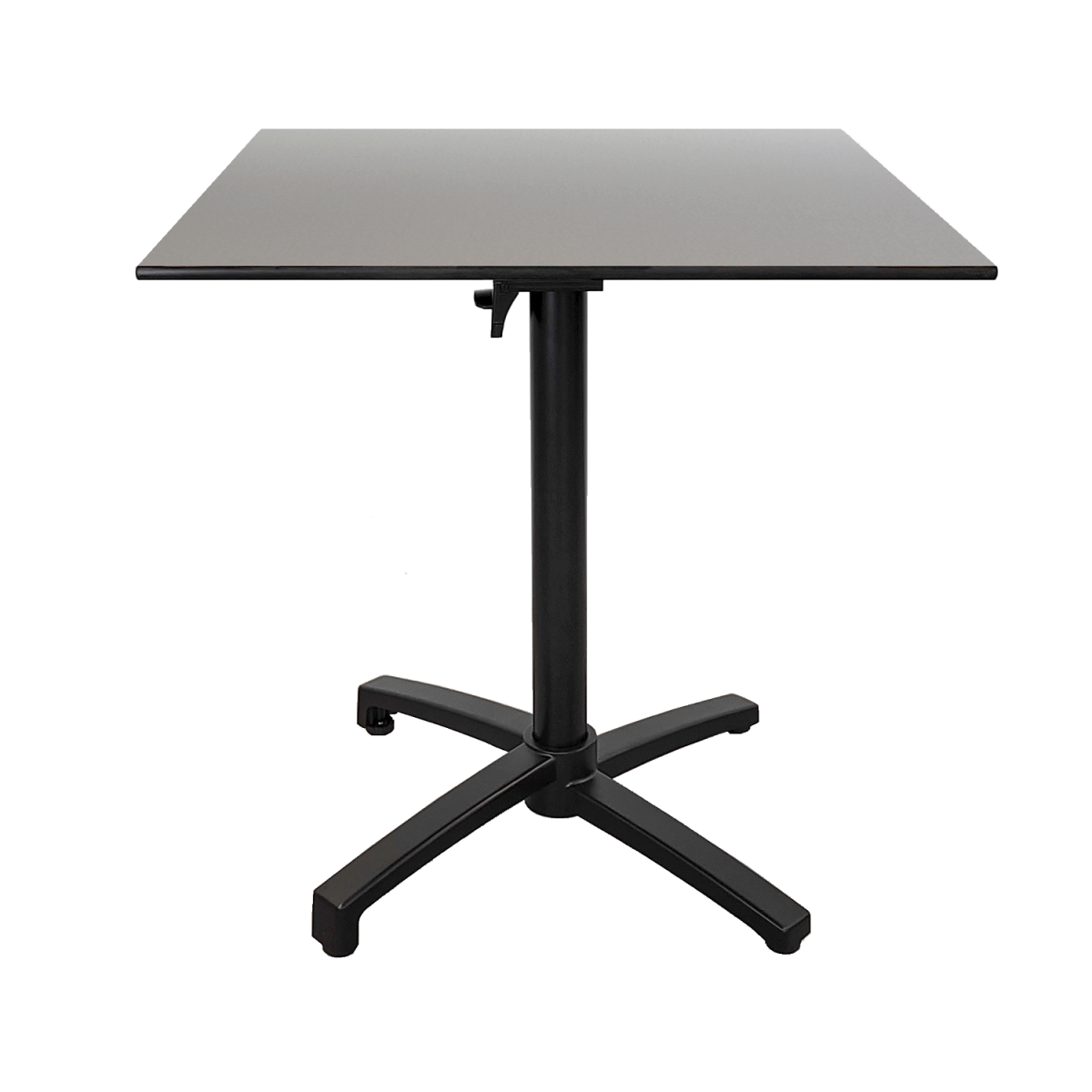 RestooTab Outdoor Klapptisch Diabolo 70x70x73 cm (LxBxH); Platte grau/edelstahl, Gestell schwarz; quadratisch