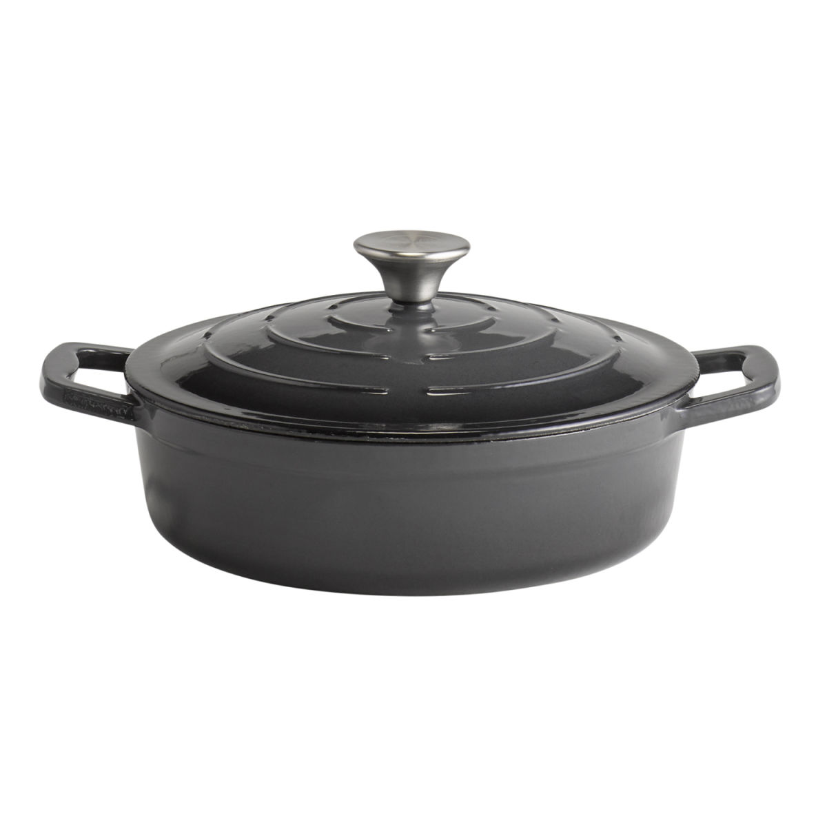 APS Bräter mit Deckel 5 STARS, Gusseisen; 2500 ml, 25x25x7 cm (LxBxH); anthrazit