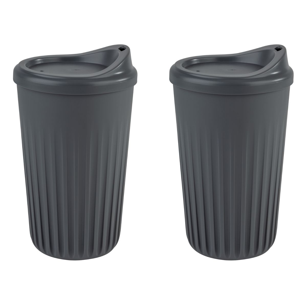 APS Mehrwegbecher TO GO, Polypropylen; 400 ml, 8.5x15 cm (ØxH); anthrazit; rund; 2 Stück / Pack