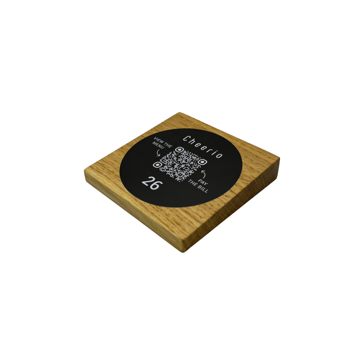 PRODUCTMATE Tischaufsteller liegend schräg mit QR-Code Aufkleber matt 11x11 cm (BxH); eiche; 25 Stück / Pack