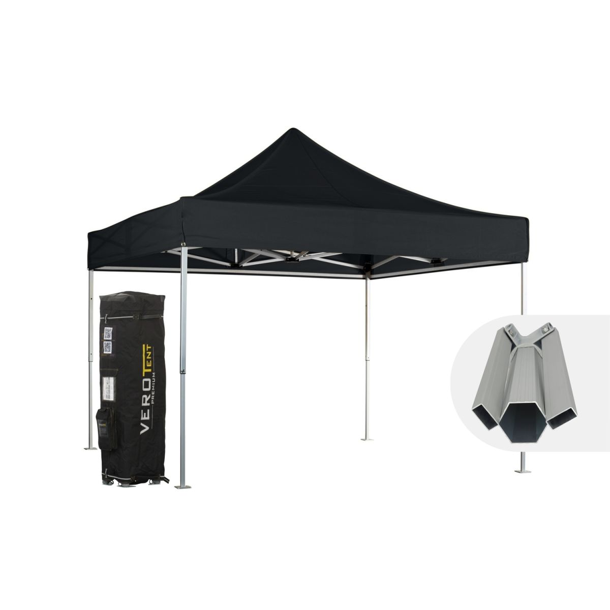 VeroTENT VeroTENT Faltpavillon 4x4m Budget50 mit Dach 400x400x400 cm (LxBxH); schwarz
