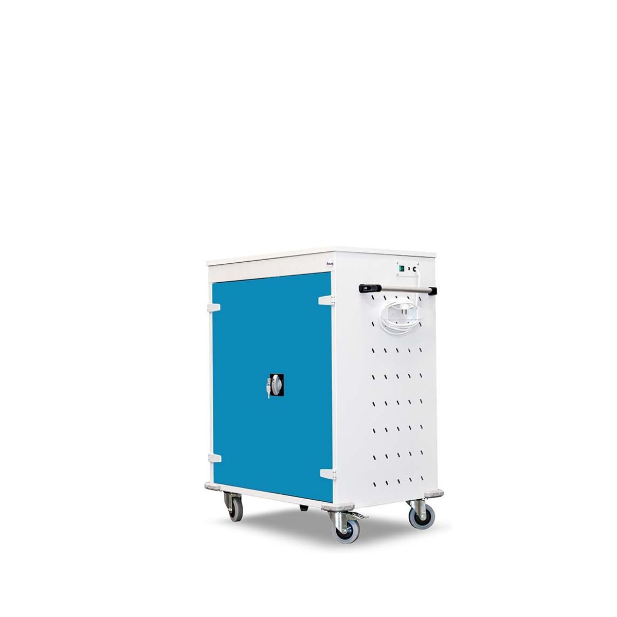 rotstahl Laptopwagen 16 Fächer mit lichtgrauem Korpus 92x106 cm (BxH); blau