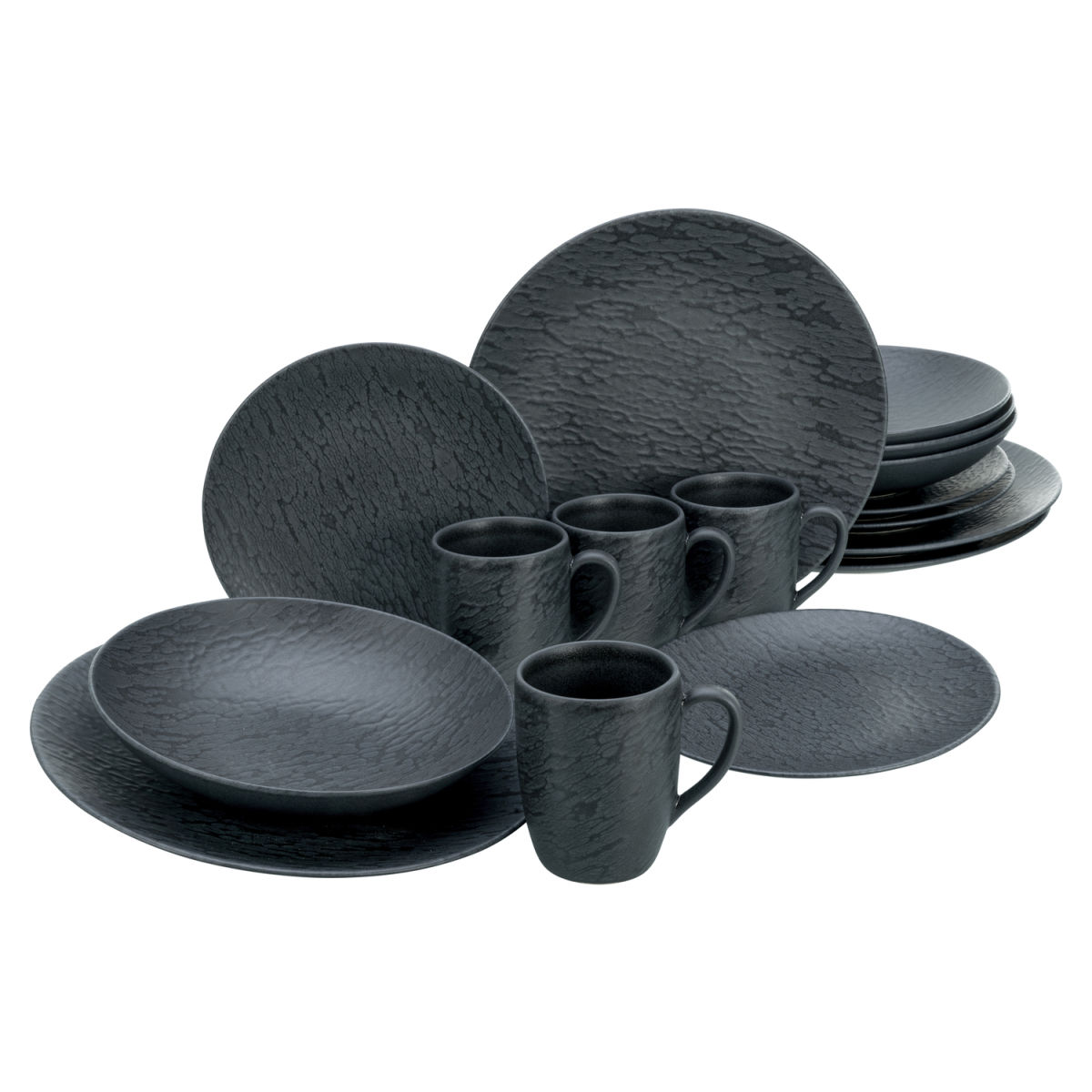 Ardesia - Servizio combinato da 16 pezzi CreaTable; nero