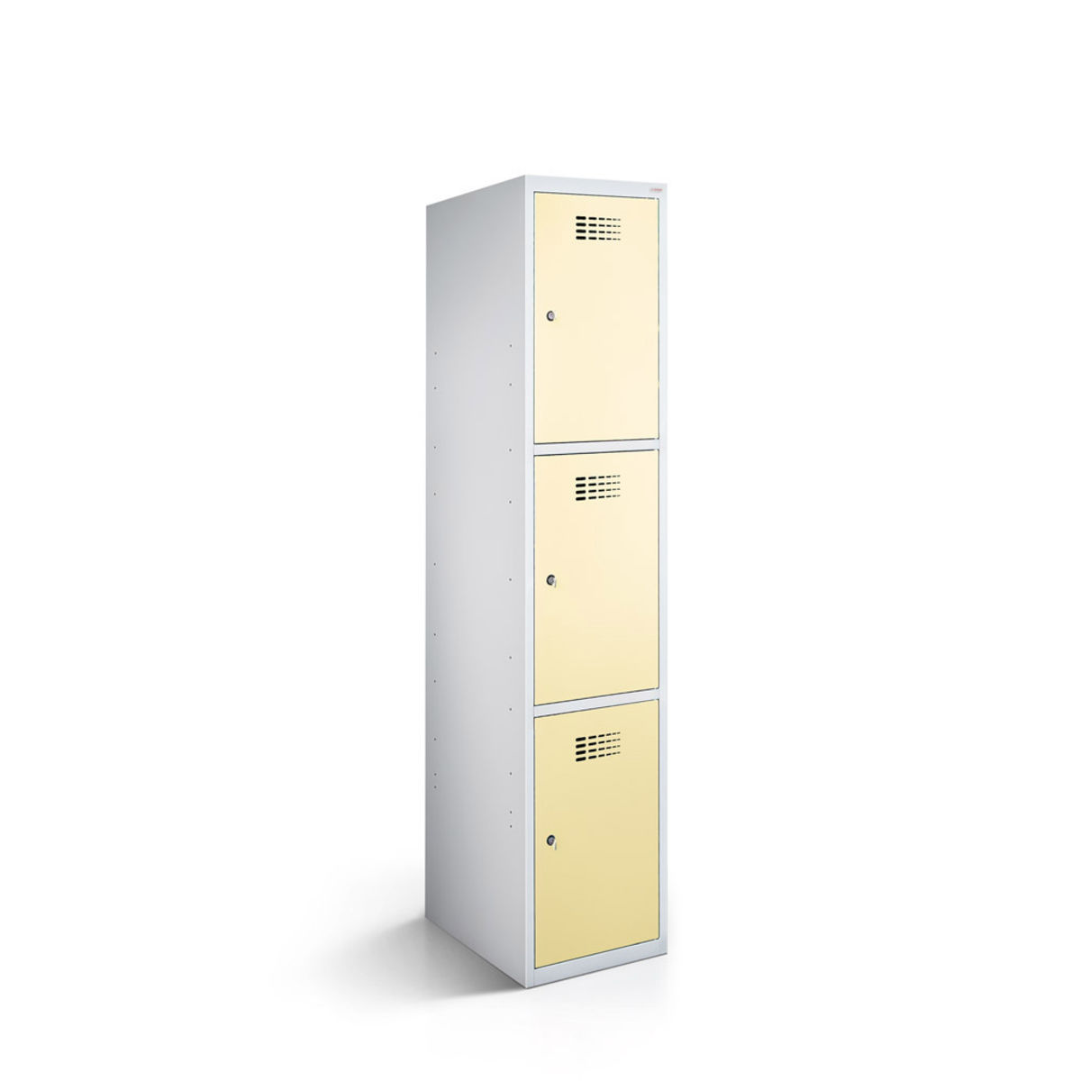 rotstahl Fächerschrank 3 Fächer mit lichtgrauem Korpus 30x50x180 cm (BxTxH); elfenbein