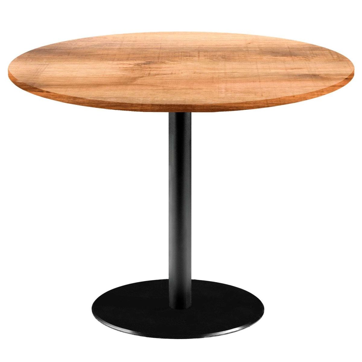 RestooTab Tisch Rome XL rund - Dekor Holz 75x120 cm (HxØ); Platte eiche/braun, Gestell schwarz; rund