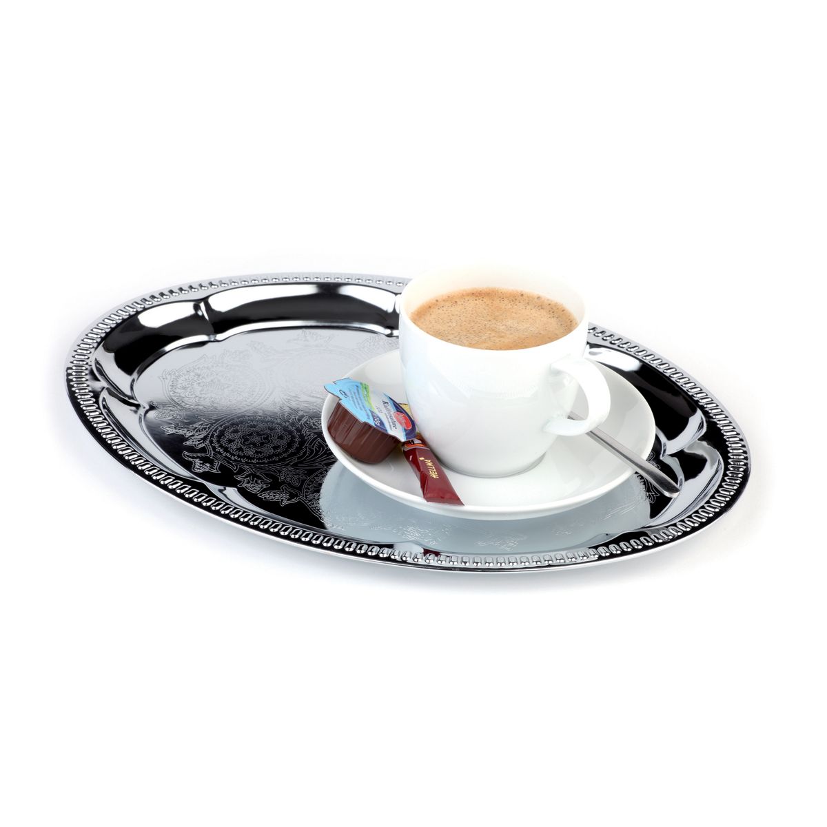 APS Dienblad KAFFEEHAUS ; 31x23x1.5 cm (LxBxH); zilver; ovaal