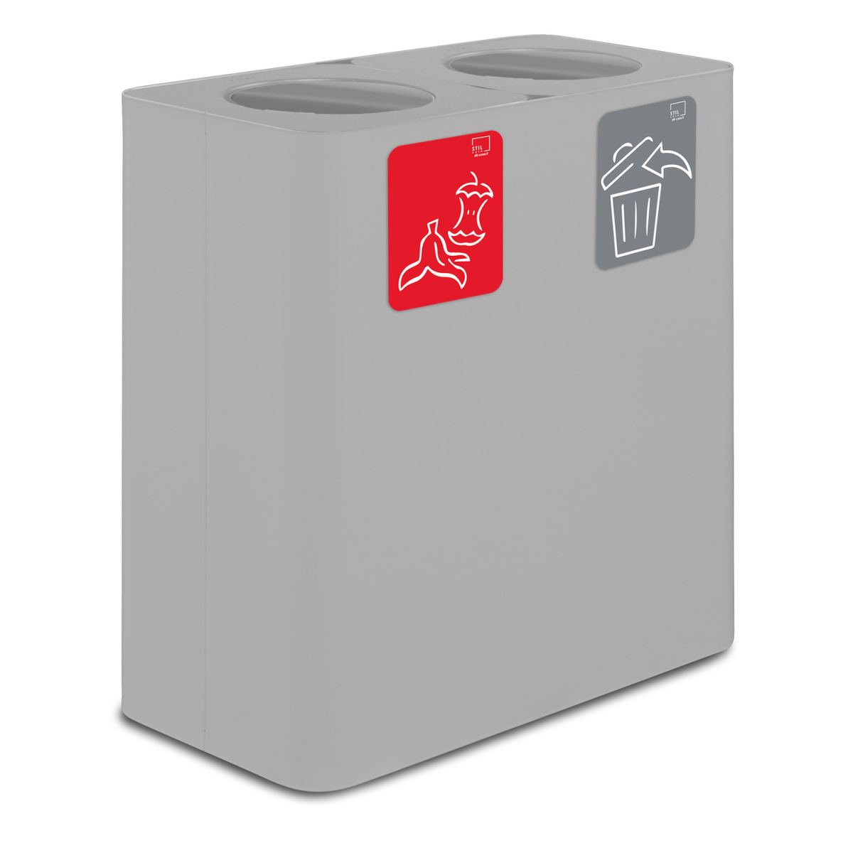 STIL CASA Stil Casa PURE Abfallsammelsystem, Stahl lackiert, Deckel mit Schwingdeckel 200 l, 77x39x80.5 cm (LxBxH); grau; rechteckig
