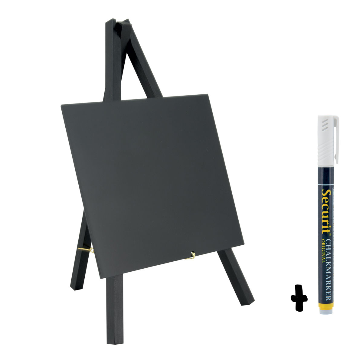 Mini Lavagna da Tavolo su Cavalletto - Legno finitura laccata mogano - Pennarello gesso incluso Securit; 15x24 cm (LxH); nero