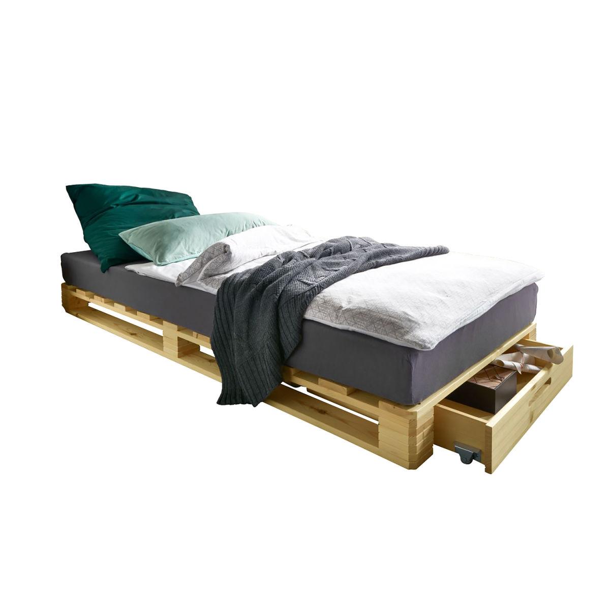 Infantil Infantil Palettenbett 90 x 200 cm, Kiefer gelaugt 90x200x14 cm (BxLxH); natur