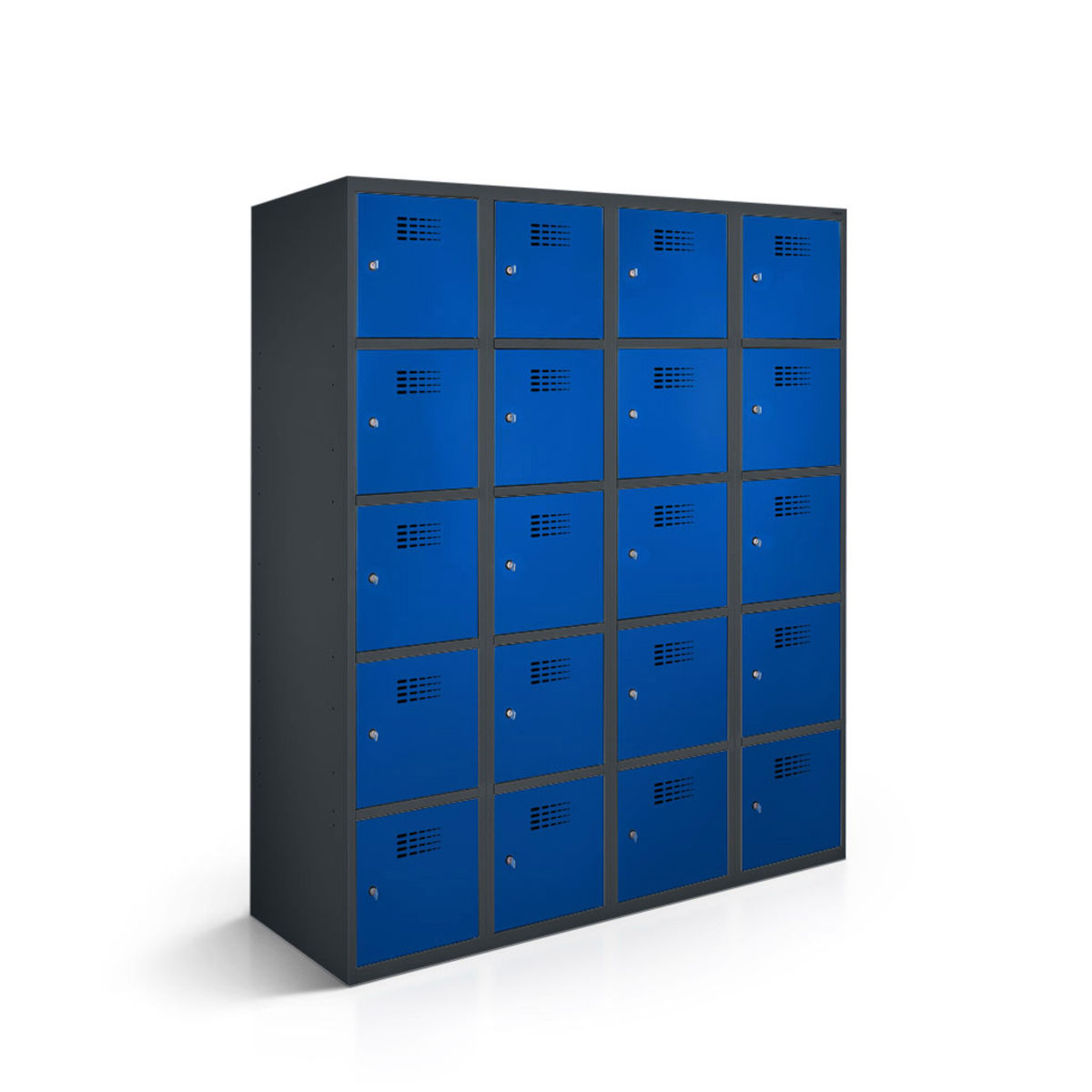 rotstahl Fächerschrank 20 Fächer mit anthrazitgrauem Korpus 120x50x180 cm (BxTxH); dunkelblau