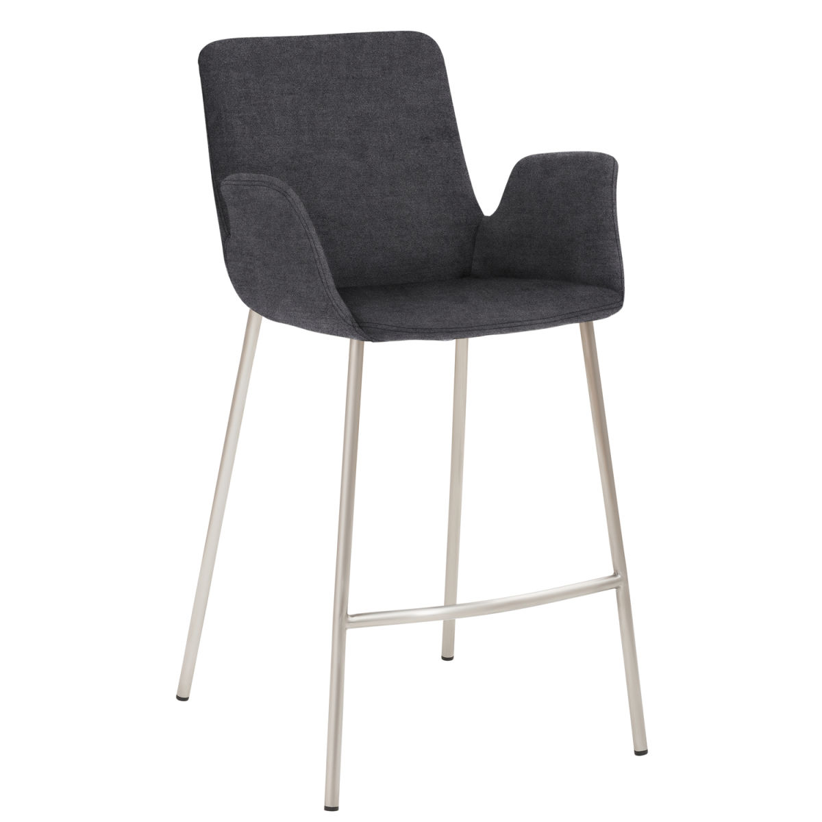 Mayer Sitzmöbel Tresenhocker mit Armlehnen, Vierfuß-Gestell, Samtbezug Gestell silber 53x49x95 cm (BxTxH); Sitz anthrazit, Gestell silber