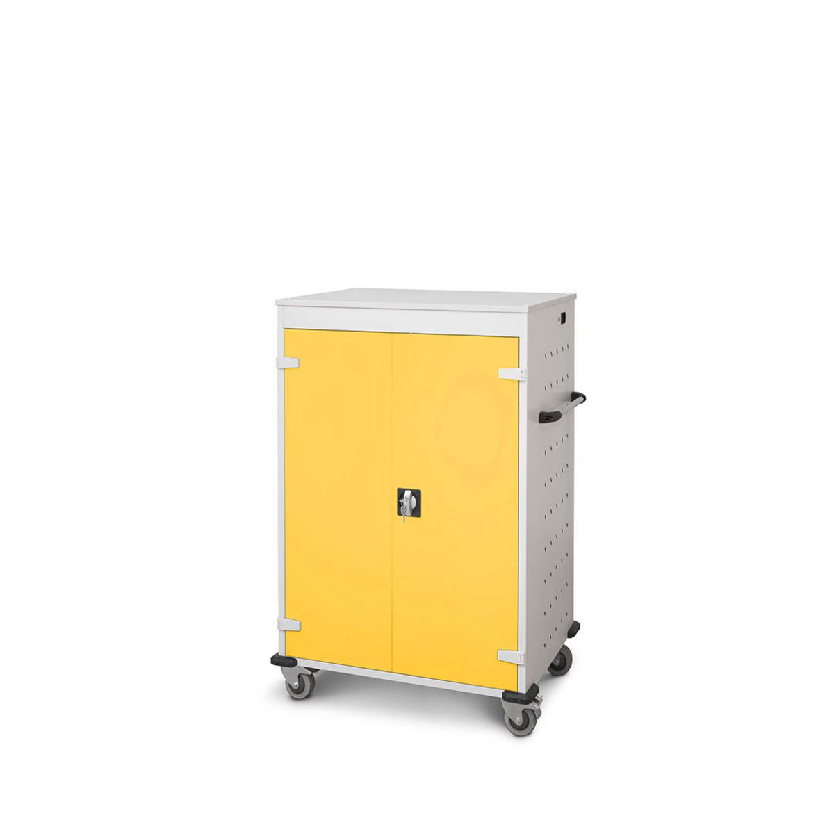 rotstahl Laptopwagen 20 Fächer mit lichtgrauem Korpus 92x125 cm (BxH); gelb