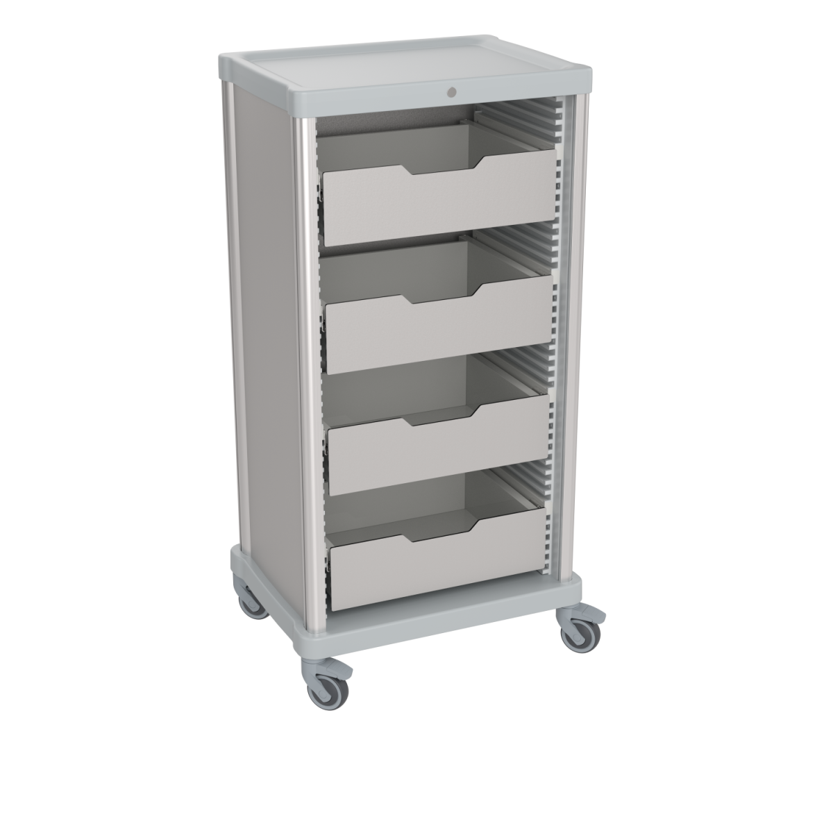 QUATRO Hoher Minibarauffüllwagen mit 4 Schubladen 72x140 cm (BxH); grau