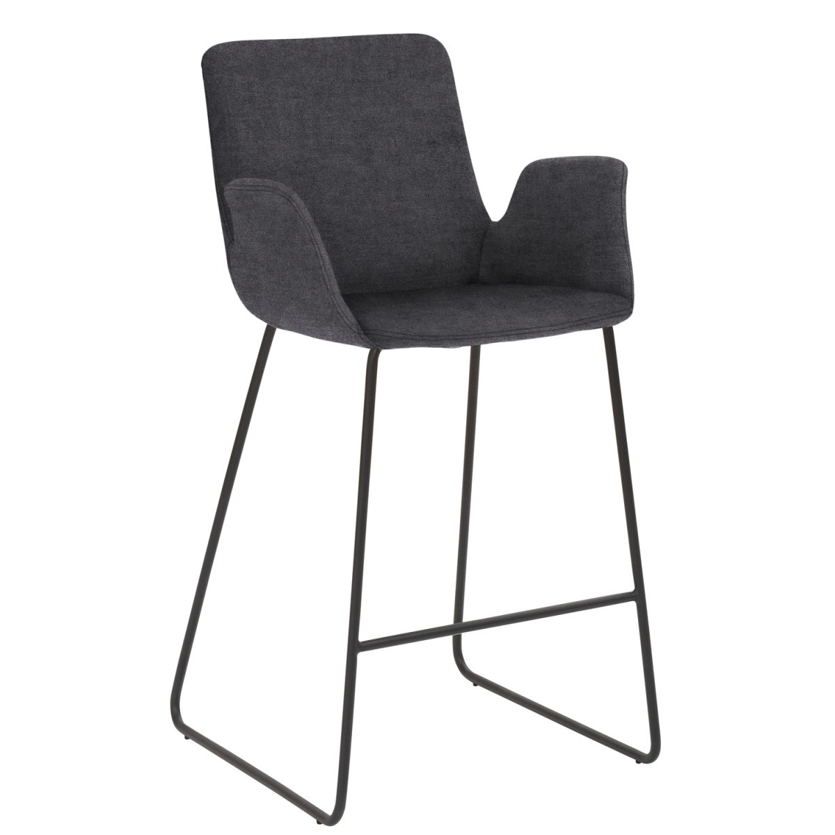 Mayer Sitzmöbel Tresenhocker mit Armlehnen, Kufengestell, Samtbezug Gestell schwarz 53x49x95 cm (BxTxH); Sitz anthrazit, Gestell schwarz
