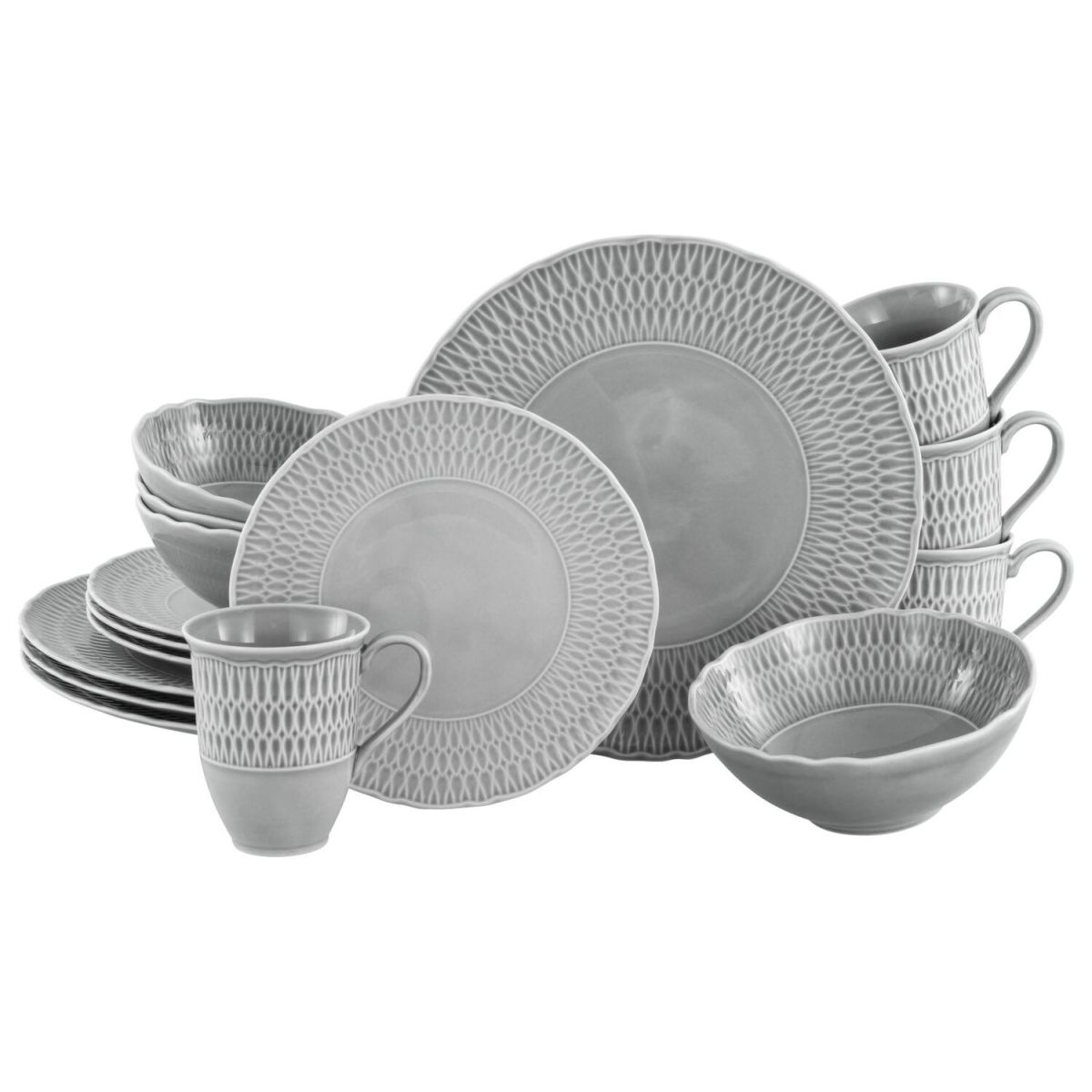 CreaTable SOFIA white - Kombiservice 16 tlg steingrau