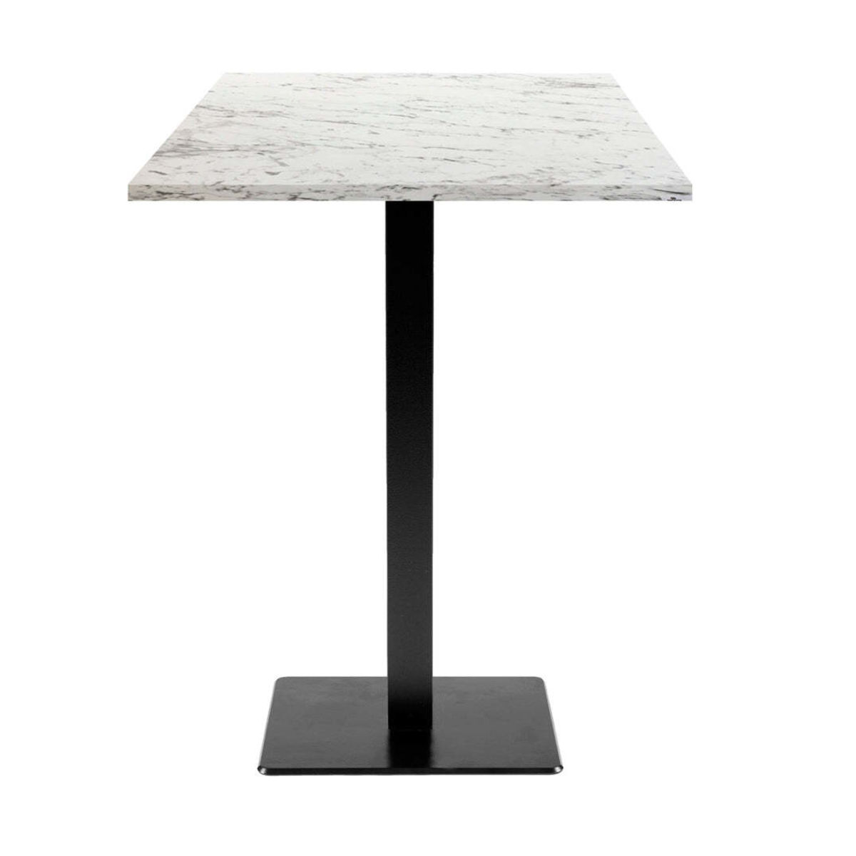 RestooTab Stehtisch Milan quadratisch - Dekor Stein & Holz 60x60x113 cm (LxBxH); Platte weiß/steingrau/marmoriert, Gestell schwarz; quadratisch