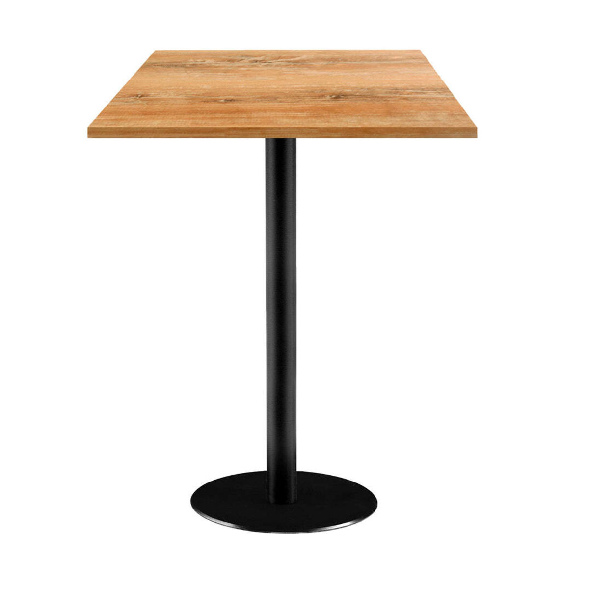 RestooTab Stehtisch Rome quadratisch - Dekor Holz 60x60x113 cm (LxBxH); Platte eiche antik, Gestell schwarz; quadratisch