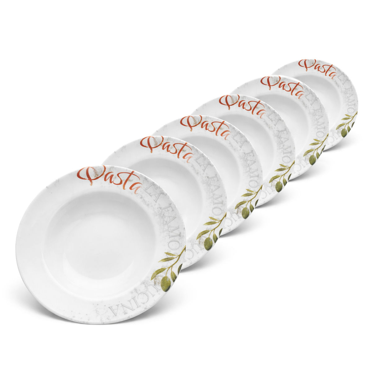 van Well Pastateller Famosa, 27 cm, Porzallan, van Well 400 ml, 27x27x27x5 cm (LxBxØxH); weiß/mehrfarbig; rund; 6 Stück / Pack