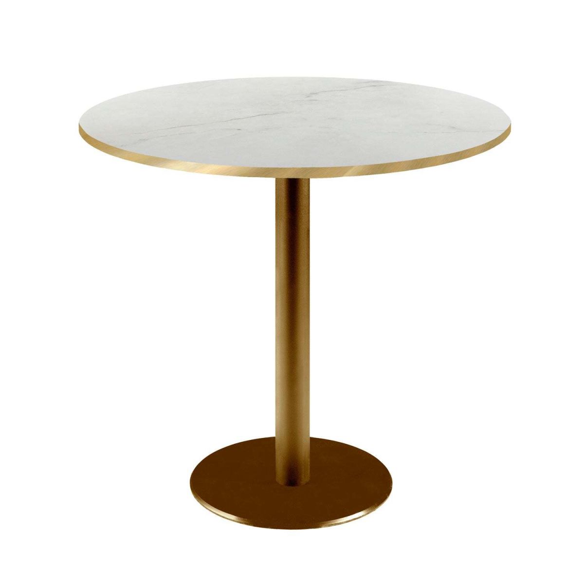 RestooTab Tisch Rome rund Gestell goldmetallic - Kanten messingfarben 75x70 cm (HxØ); Platte weiß/beige/messing, Gestell messing; rund