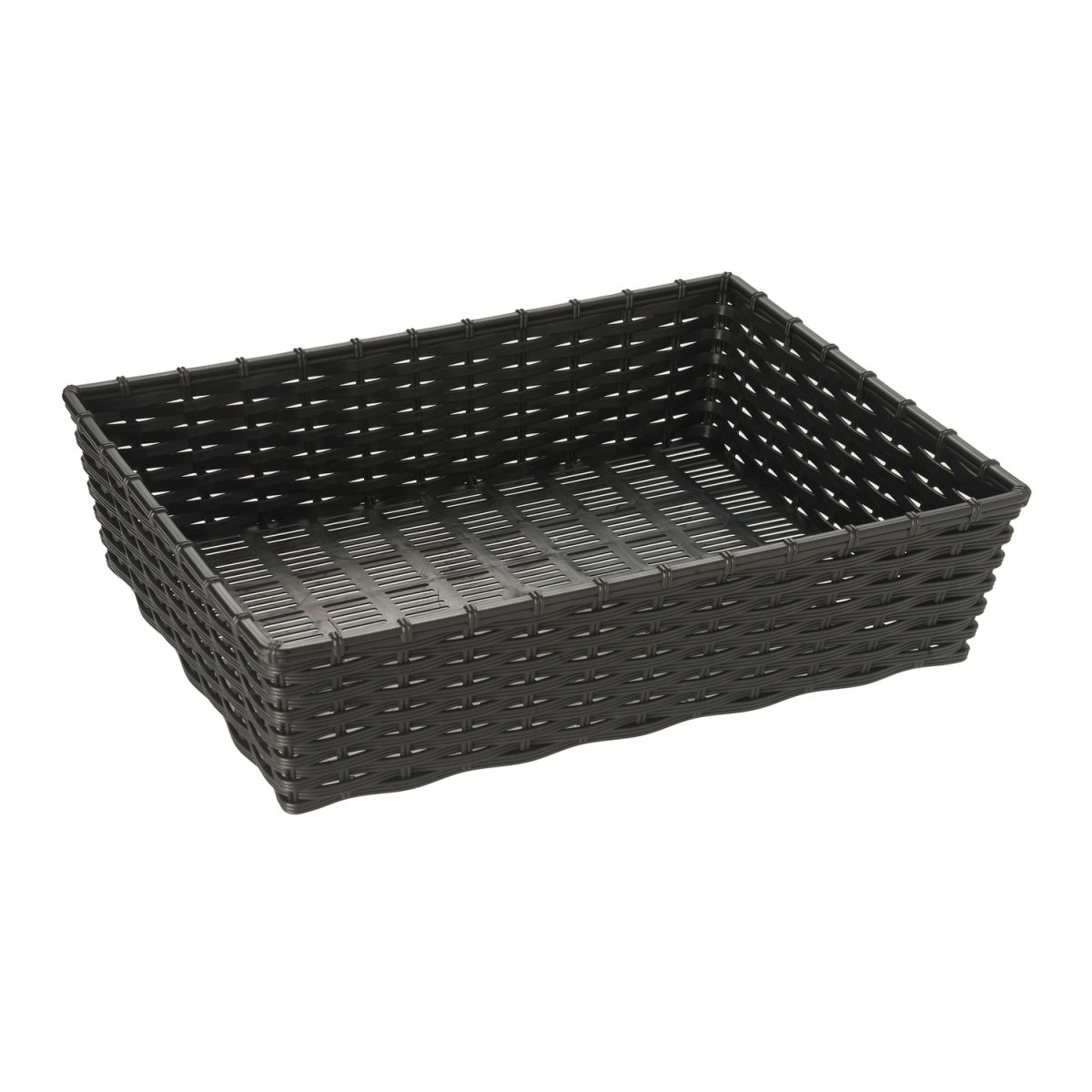 APS Korb WICKER LOOK, Polypropylen, eckig 39.5x29.5x10 cm (LxBxH); schwarz; rechteckig