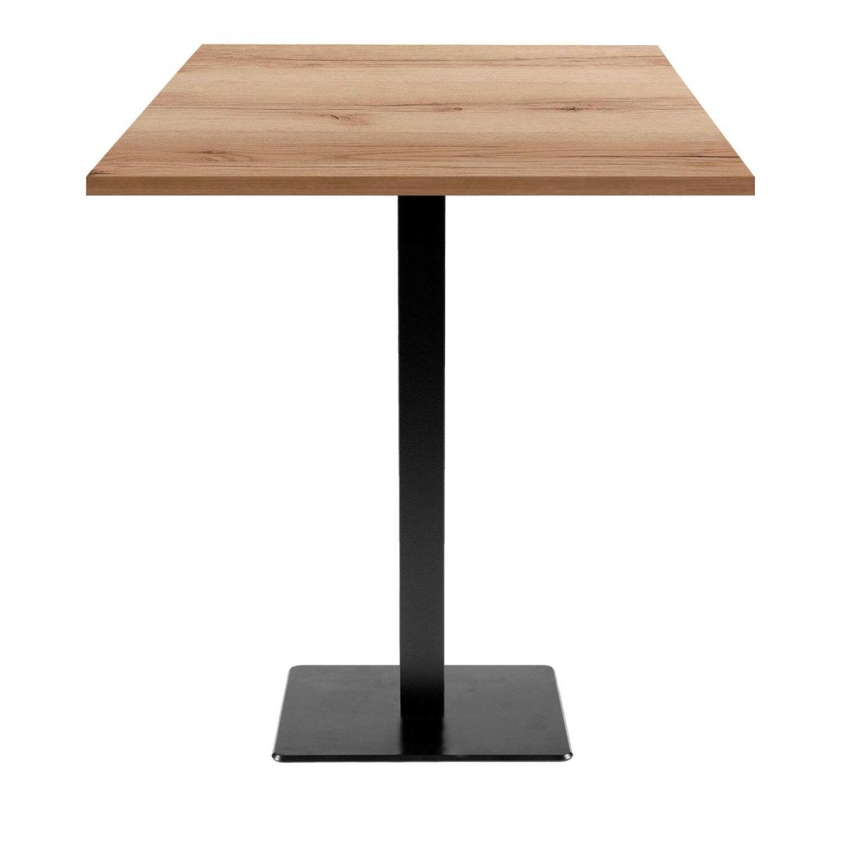 RestooTab Stehtisch Milan quadratisch - Dekor Stein & Holz 70x70x113 cm (LxBxH); Platte eiche/natur, Gestell schwarz; quadratisch
