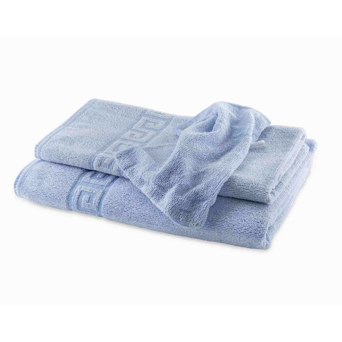 bertsch Hotelwäsche Frottiertuch aus Zwirnfrottee mit Griechenbordüre in 50/100cm, blau; 70x140 cm (BxL); blau