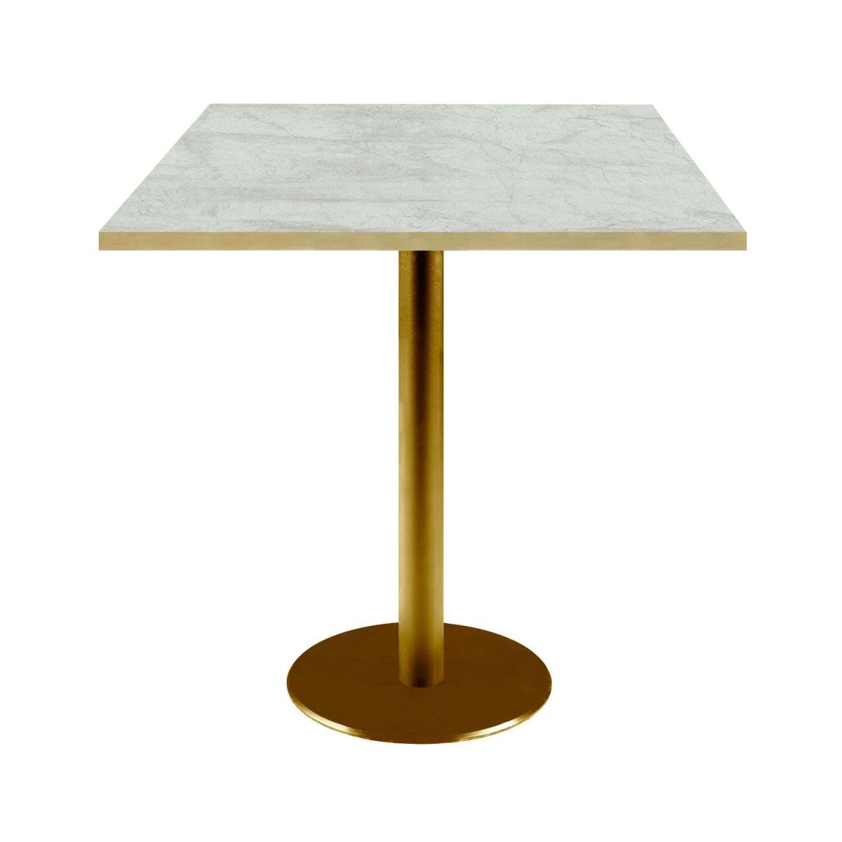 Tavolo Roma quadrato base dorato - laminato pietra & canti ottone RestooTab; 70x70x75 cm (LxLxH); beige/marrone/ottone; quadrata