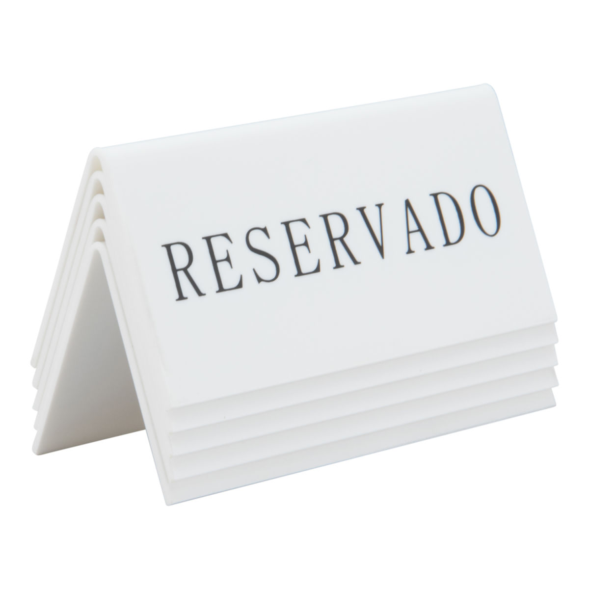 Segnaposto Riserva Tavolo 'Reservado' Spagnolo Set 5 Pezzi Bianco Securit; 10x5 cm (LxH); bianco