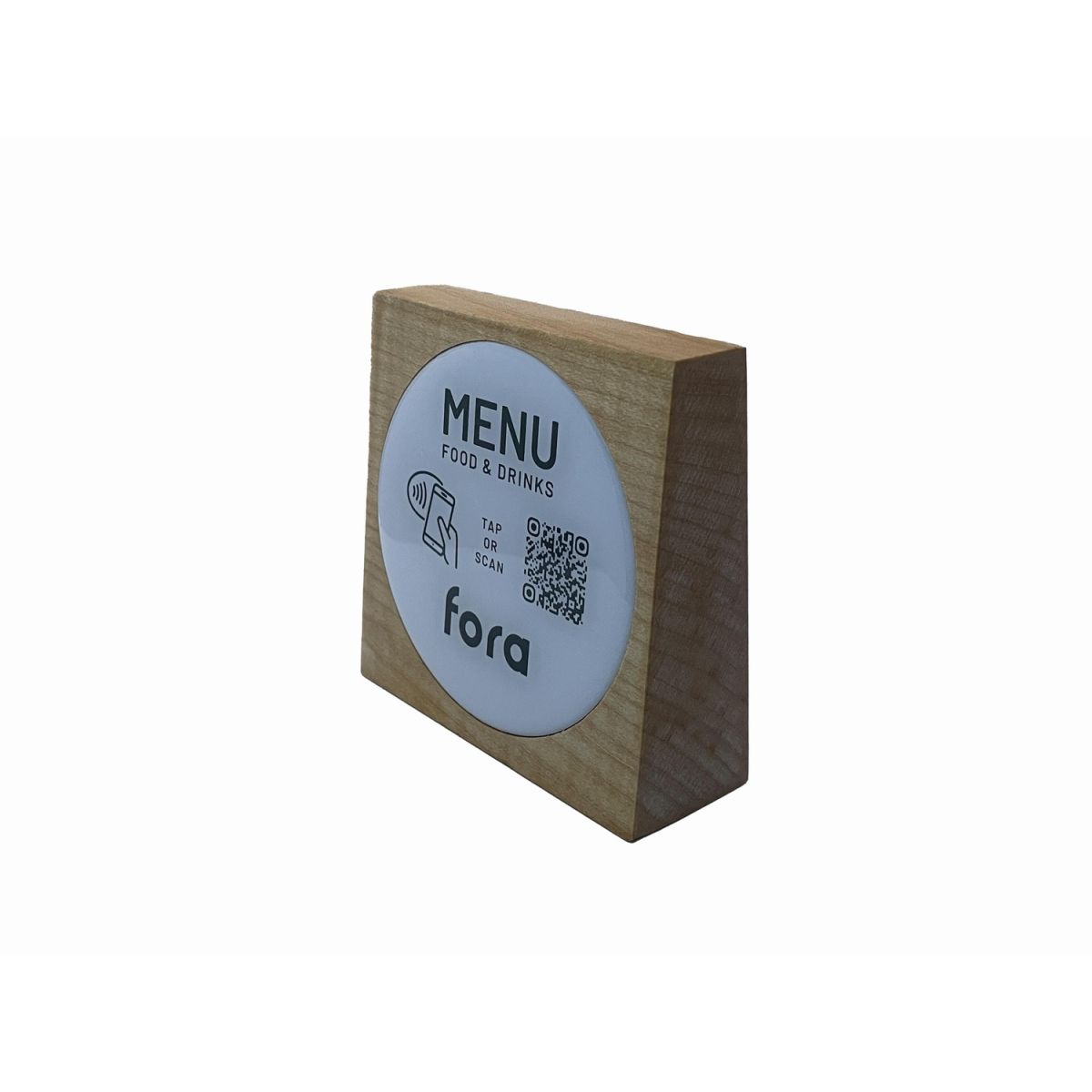 PRODUCTMATE Tischaufsteller stehend mit QR-Code Aufkleber glänzend 8.5x8.5 cm (BxH); ahorn/hellbraun; 25 Stück / Pack